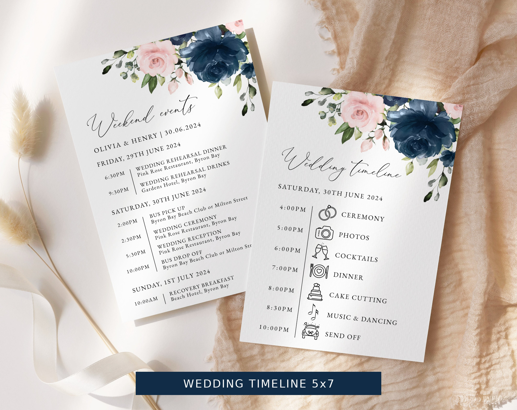 Navy and Blush Flowers Wedding Bundle, Printable File, Edit Yourself, SH04 Navy and Blush Flowers Wedding Bundle, Printable File, Edit Yourself, SH04