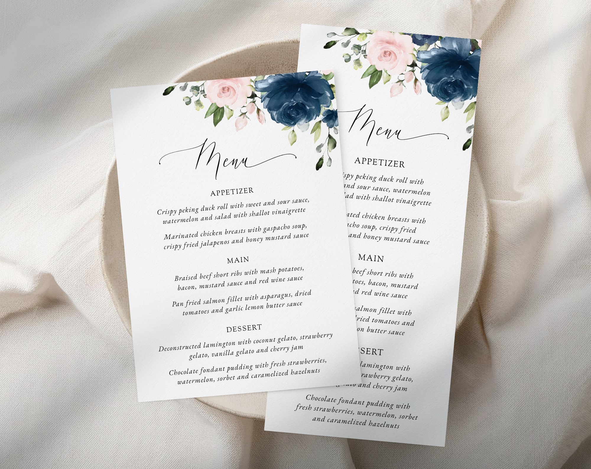 Navy and Blush Flowers Wedding Menu, Wedding Stationery, Printable File, Edit Yourself, SH04 Navy and Blush Flowers Wedding Menu, Wedding Stationery, Printable File, Edit Yourself, SH04