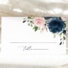 Navy and Blush Flowers Place Card, Wedding Stationery, Printable File, Edit Yourself, SH04 Navy and Blush Flowers Place Card, Wedding Stationery, Printable File, Edit Yourself, SH04