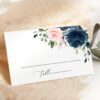 Navy and Blush Flowers Place Card, Wedding Stationery, Printable File, Edit Yourself, SH04 Navy and Blush Flowers Place Card, Wedding Stationery, Printable File, Edit Yourself, SH04