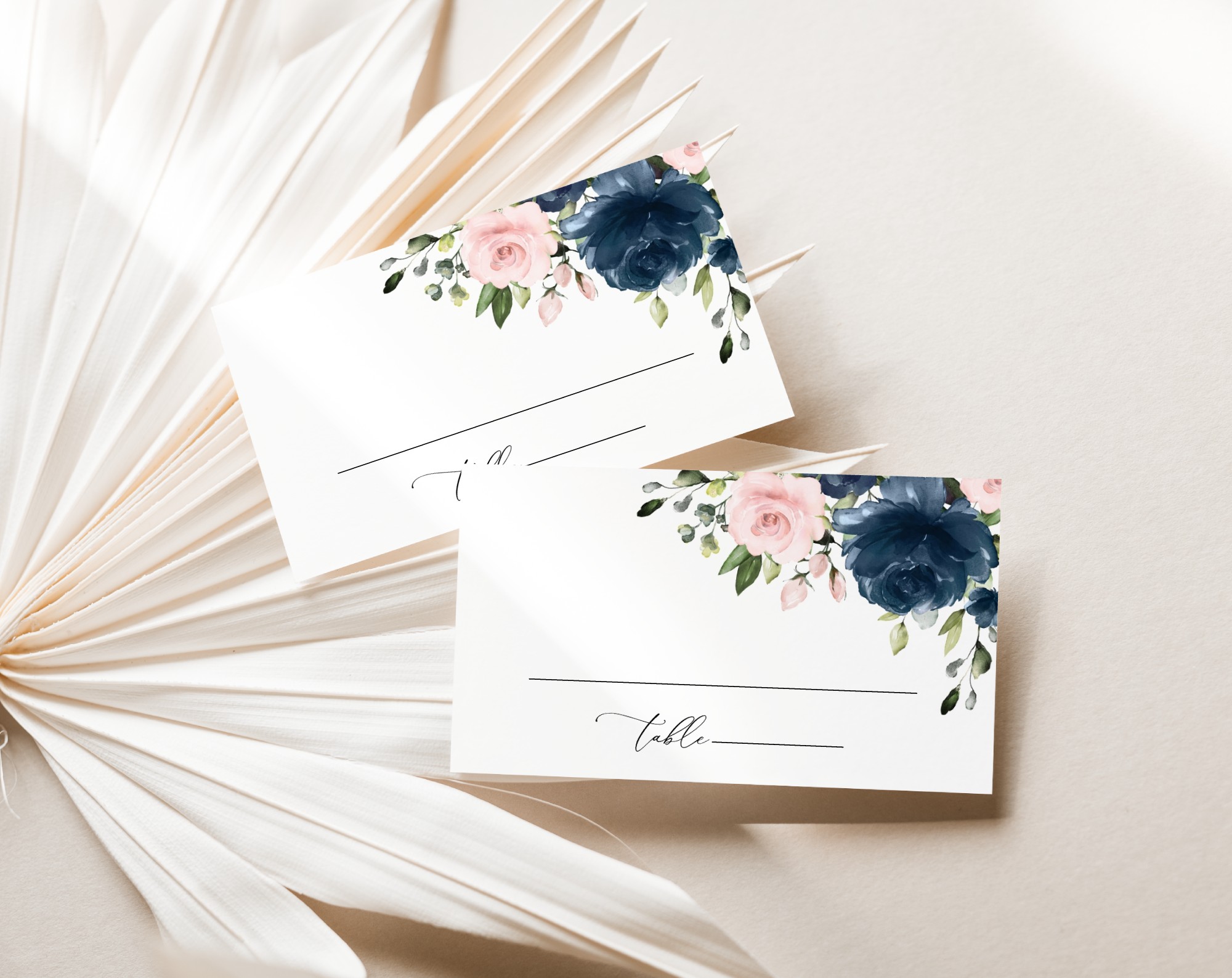 Navy and Blush Flowers Place Card, Wedding Stationery, Printable File, Edit Yourself, SH04 Navy and Blush Flowers Place Card, Wedding Stationery, Printable File, Edit Yourself, SH04