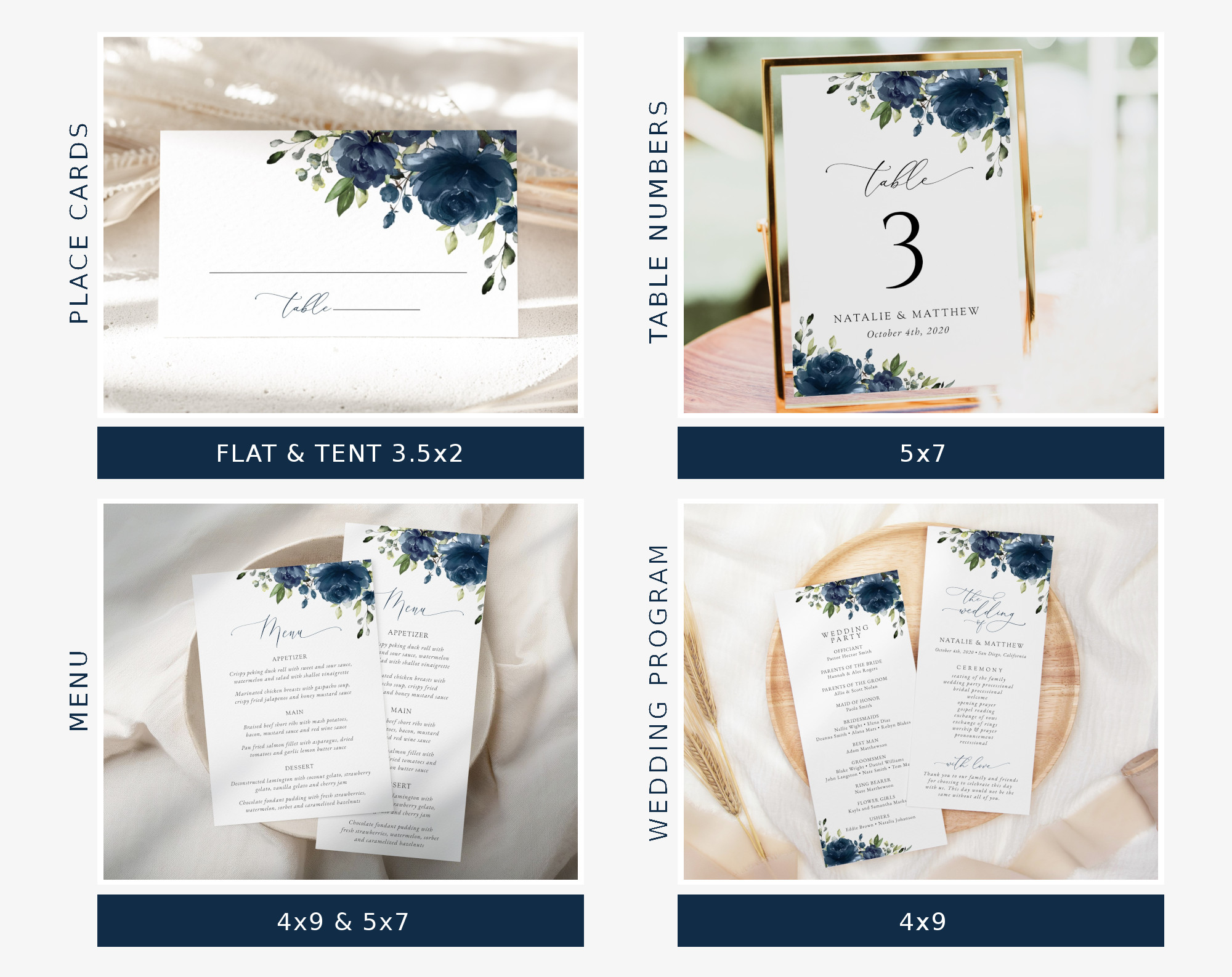 Navy Blue Flowers Wedding Bundle, Printable File, Edit Yourself, SH16 Navy Blue Flowers Wedding Bundle, Printable File, Edit Yourself, SH16