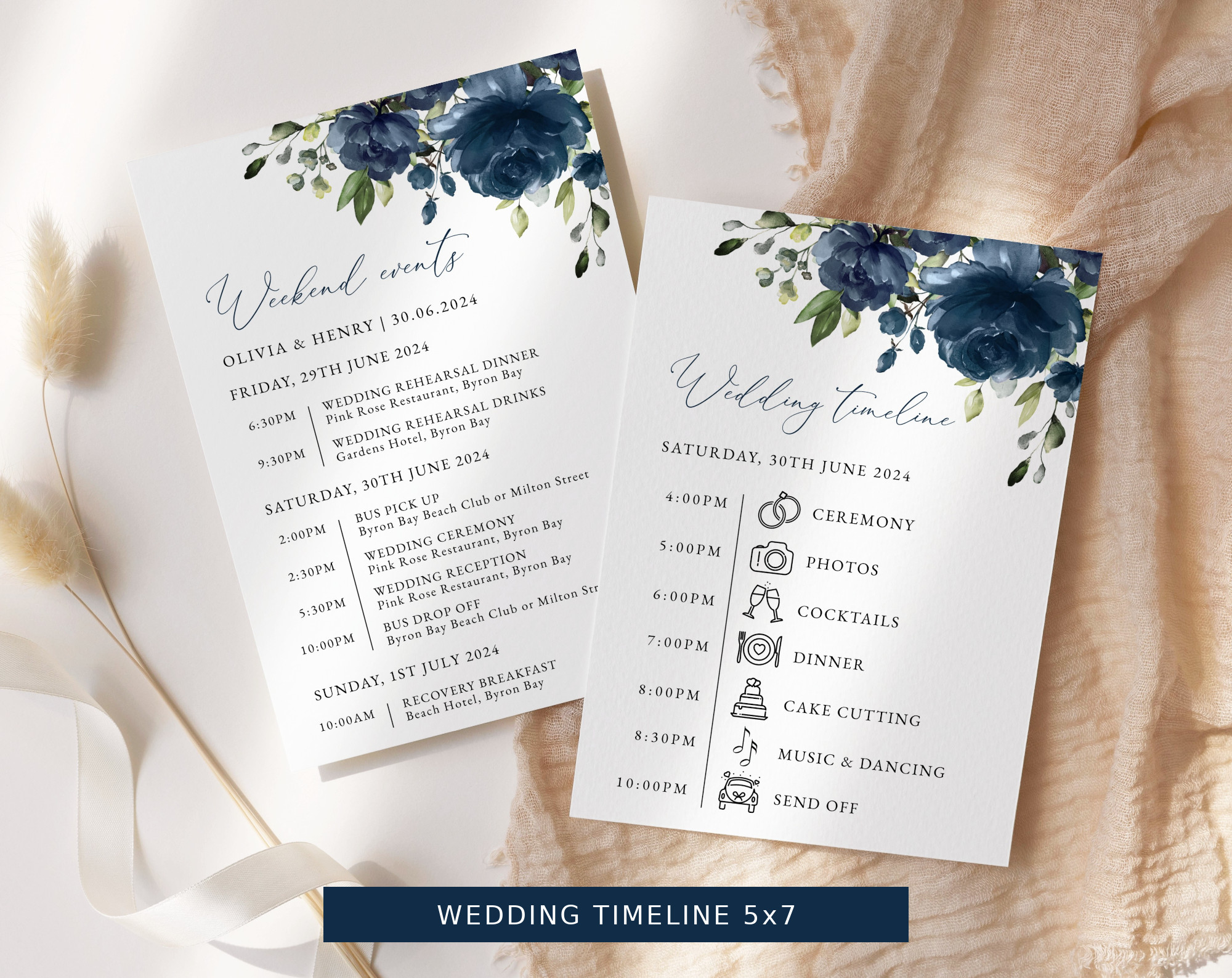 Navy Blue Flowers Wedding Bundle, Printable File, Edit Yourself, SH16 Navy Blue Flowers Wedding Bundle, Printable File, Edit Yourself, SH16