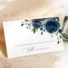 Navy Blue Flowers Place Card, Wedding Stationery, Printable File, Edit Yourself, SH16 Navy Blue Flowers Place Card, Wedding Stationery, Printable File, Edit Yourself, SH16