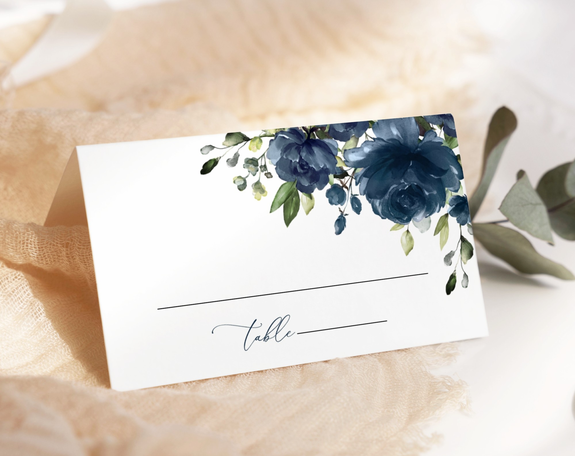 Navy Blue Flowers Place Card, Wedding Stationery, Printable File, Edit Yourself, SH16 Navy Blue Flowers Place Card, Wedding Stationery, Printable File, Edit Yourself, SH16