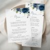 Navy Blue Flowers Wedding Menu, Wedding Stationery, Printable File, Edit Yourself, SH16 Navy Blue Flowers Wedding Menu, Wedding Stationery, Printable File, Edit Yourself, SH16