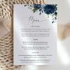 Navy Blue Flowers Wedding Menu, Wedding Stationery, Printable File, Edit Yourself, SH16 Navy Blue Flowers Wedding Menu, Wedding Stationery, Printable File, Edit Yourself, SH16