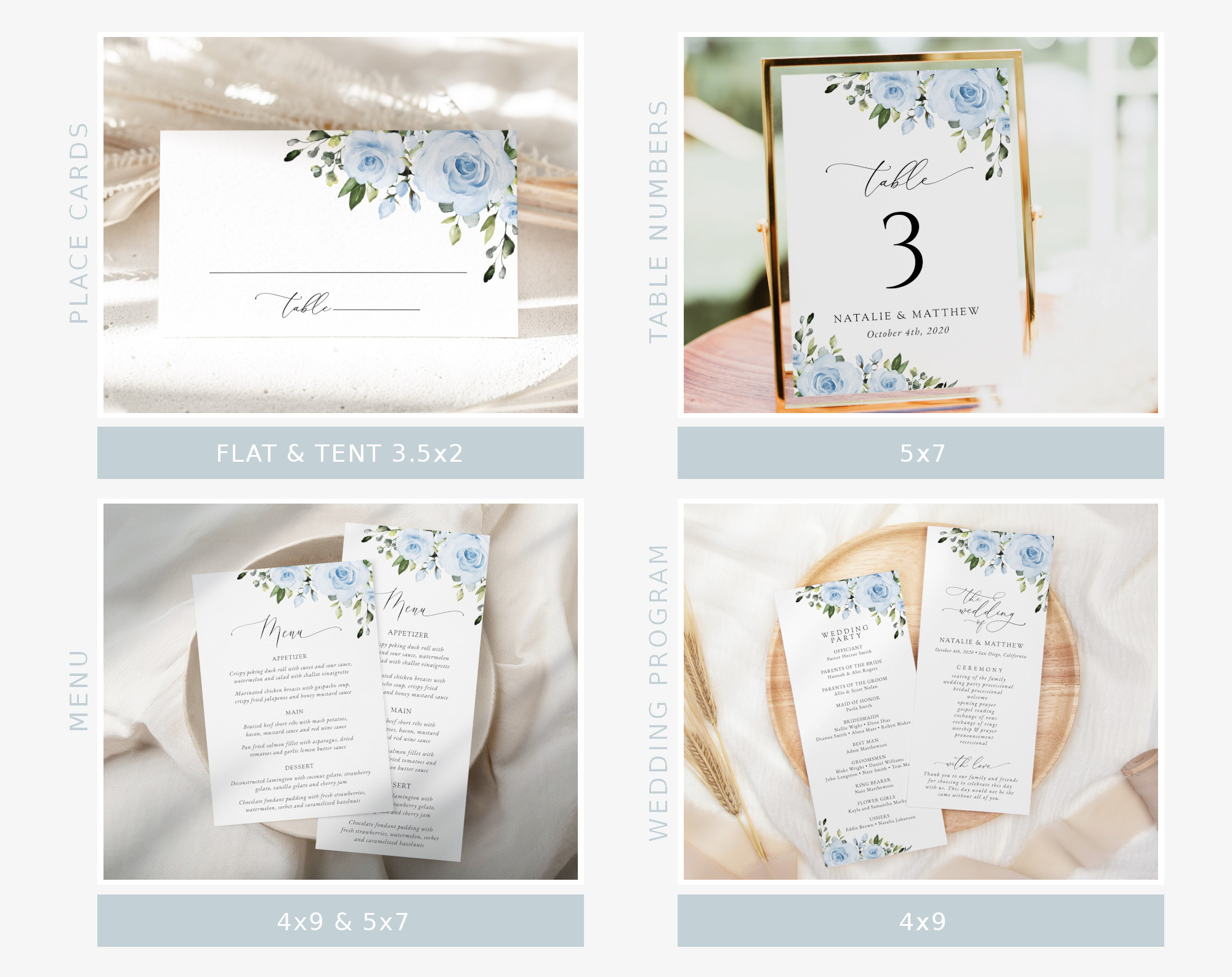 Dusty Blue Flowers Wedding Bundle, Printable File, Edit Yourself, SH24 Dusty Blue Flowers Wedding Bundle, Printable File, Edit Yourself, SH24