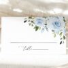 Dusty Blue Flowers Place Card, Wedding Stationery, Printable File, Edit Yourself, SH24 Dusty Blue Flowers Place Card, Wedding Stationery, Printable File, Edit Yourself, SH24