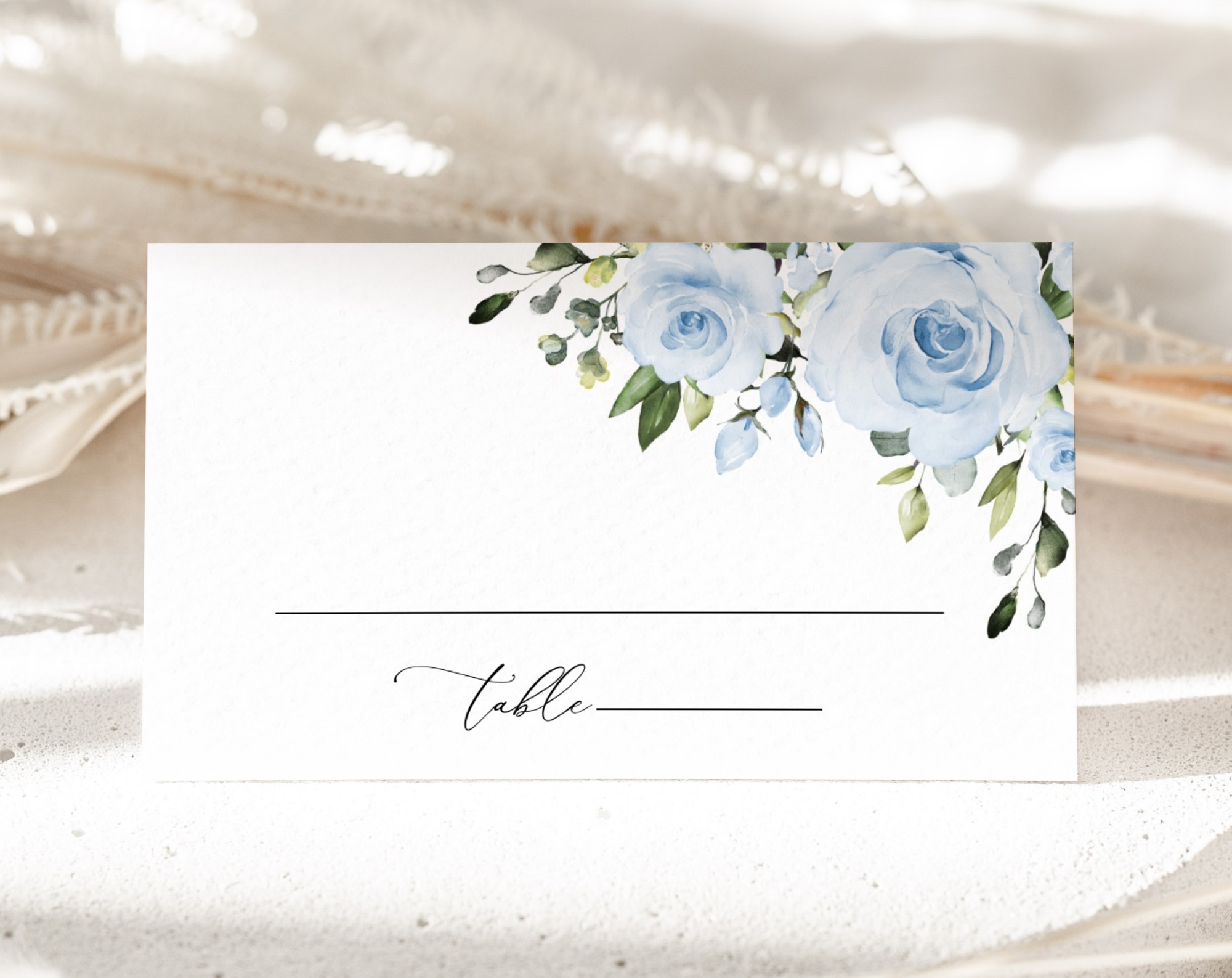 Dusty Blue Flowers Place Card, Wedding Stationery, Printable File, Edit Yourself, SH24 Dusty Blue Flowers Place Card, Wedding Stationery, Printable File, Edit Yourself, SH24
