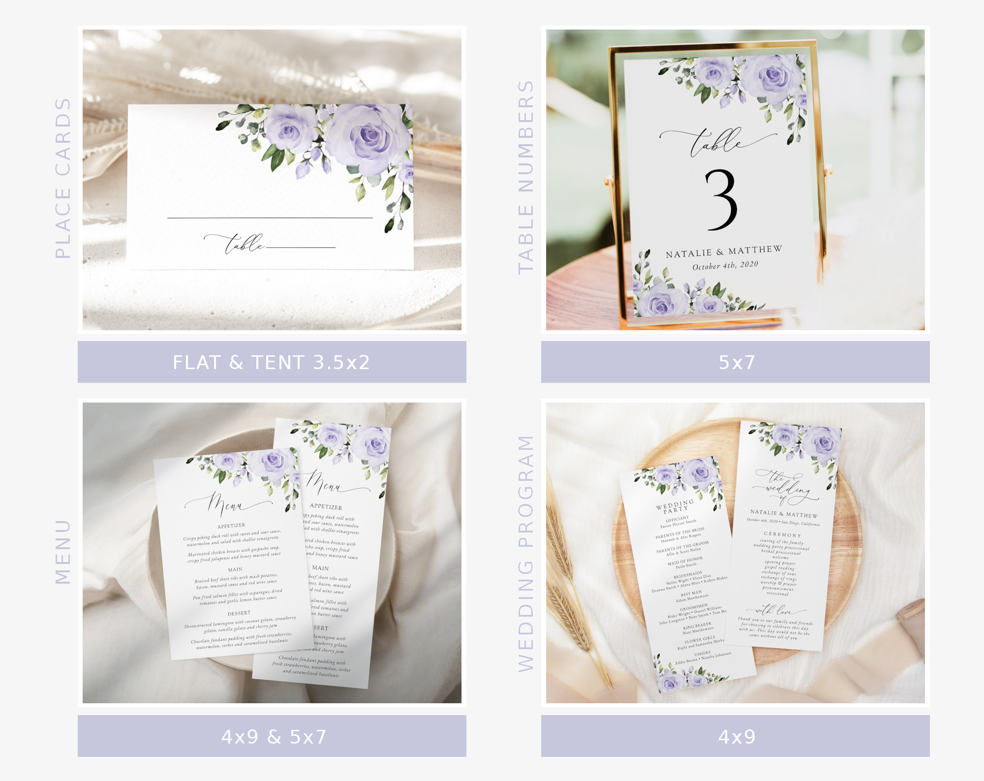 Purple Flowers Wedding Bundle, Printable File, Edit Yourself, SH29 Purple Flowers Wedding Bundle, Printable File, Edit Yourself, SH29
