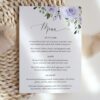 Purple Flowers Wedding Menu, Wedding Stationery, Printable File, Edit Yourself, SH29