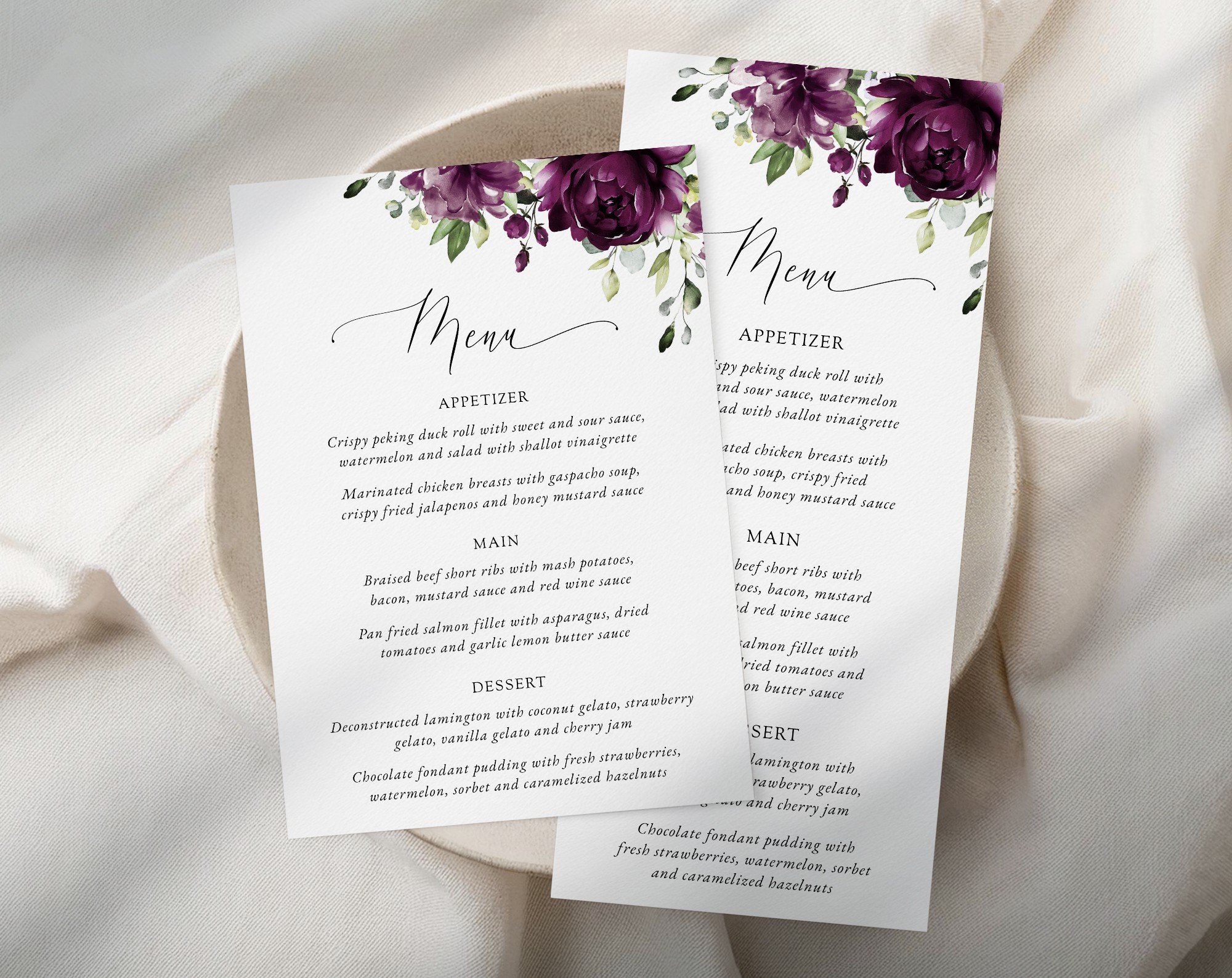 Plum Purple Flowers Wedding Menu, Wedding Stationery, Printable File, Edit Yourself, SH31 Plum Purple Flowers Wedding Menu, Wedding Stationery, Printable File, Edit Yourself, SH31