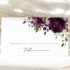 Plum Purple Flowers Place Card, Wedding Stationery, Printable File, Edit Yourself, SH31 Plum Purple Flowers Place Card, Wedding Stationery, Printable File, Edit Yourself, SH31