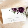 Plum Purple Flowers Place Card, Wedding Stationery, Printable File, Edit Yourself, SH31