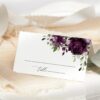 Plum Purple Flowers Place Card, Wedding Stationery, Printable File, Edit Yourself, SH31