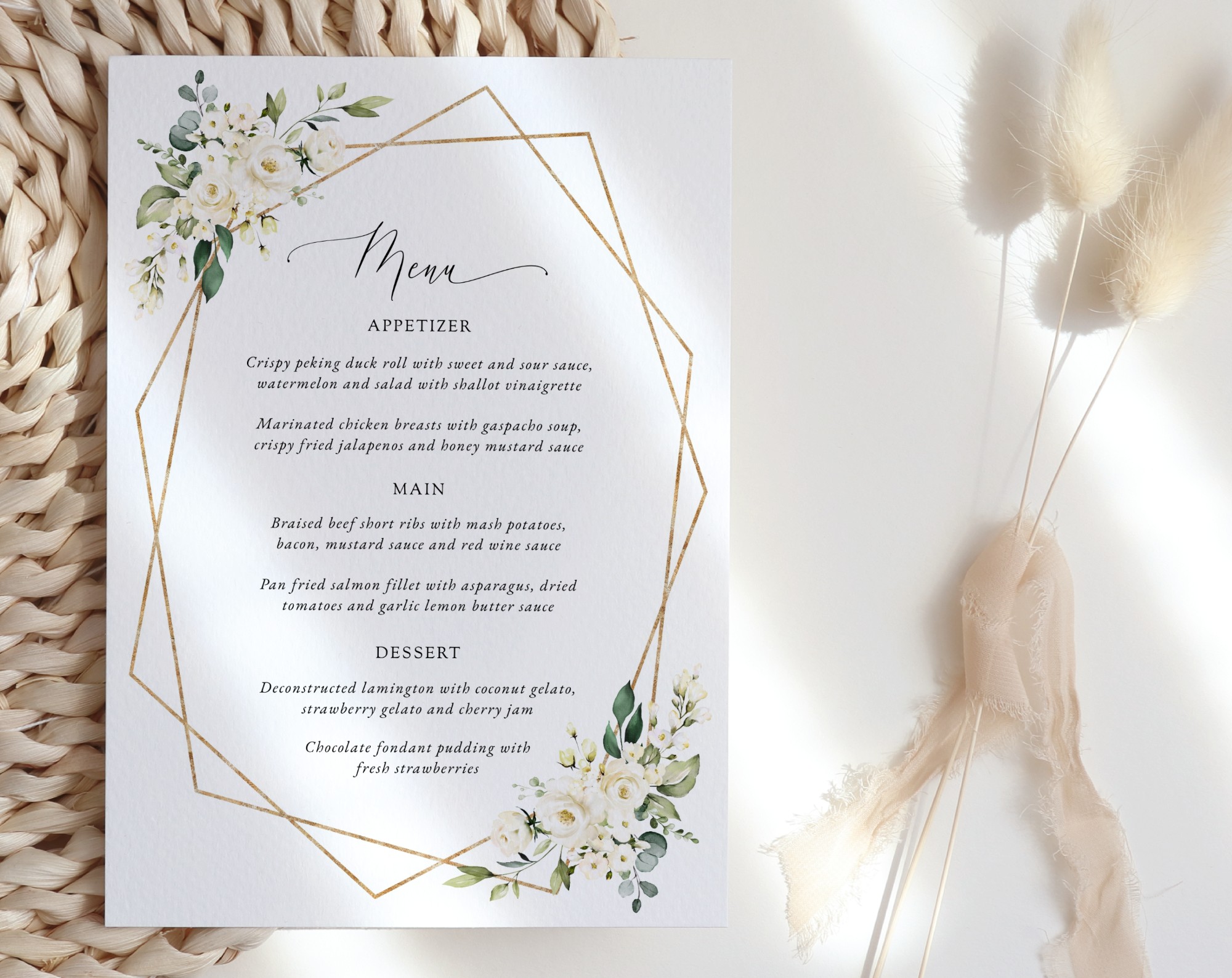 White Flowers Wedding Menu, Wedding Stationery, Printable File, Edit Yourself, SH33 White Flowers Wedding Menu, Wedding Stationery, Printable File, Edit Yourself, SH33