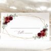 Burgundy Red Flowers Place Card, Wedding Stationery, Printable File, Edit Yourself, SH34 Burgundy Red Flowers Place Card, Wedding Stationery, Printable File, Edit Yourself, SH34