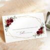 Burgundy Red Flowers Place Card, Wedding Stationery, Printable File, Edit Yourself, SH34 Burgundy Red Flowers Place Card, Wedding Stationery, Printable File, Edit Yourself, SH34