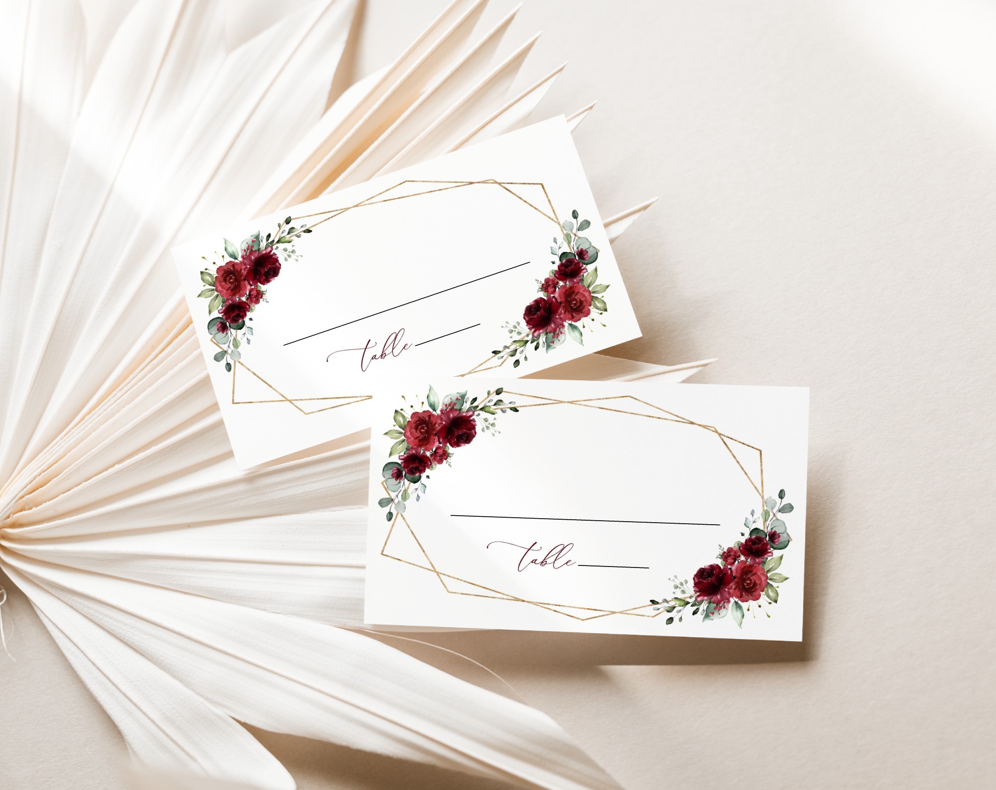 Burgundy Red Flowers Place Card, Wedding Stationery, Printable File, Edit Yourself, SH34 Burgundy Red Flowers Place Card, Wedding Stationery, Printable File, Edit Yourself, SH34