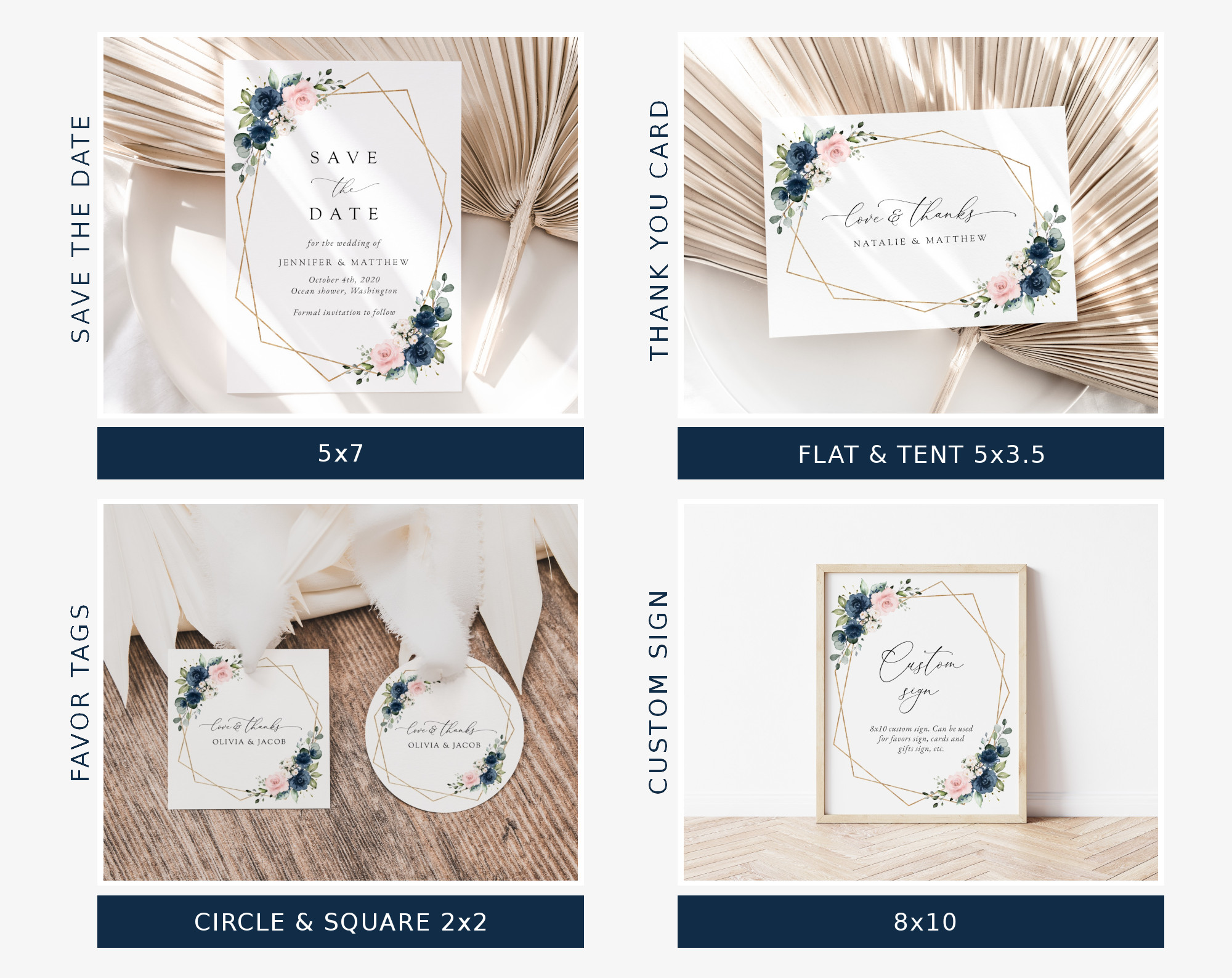 Navy and Pink Flowers Wedding Bundle, Printable File, Edit Yourself, SH35 Navy and Pink Flowers Wedding Bundle, Printable File, Edit Yourself, SH35