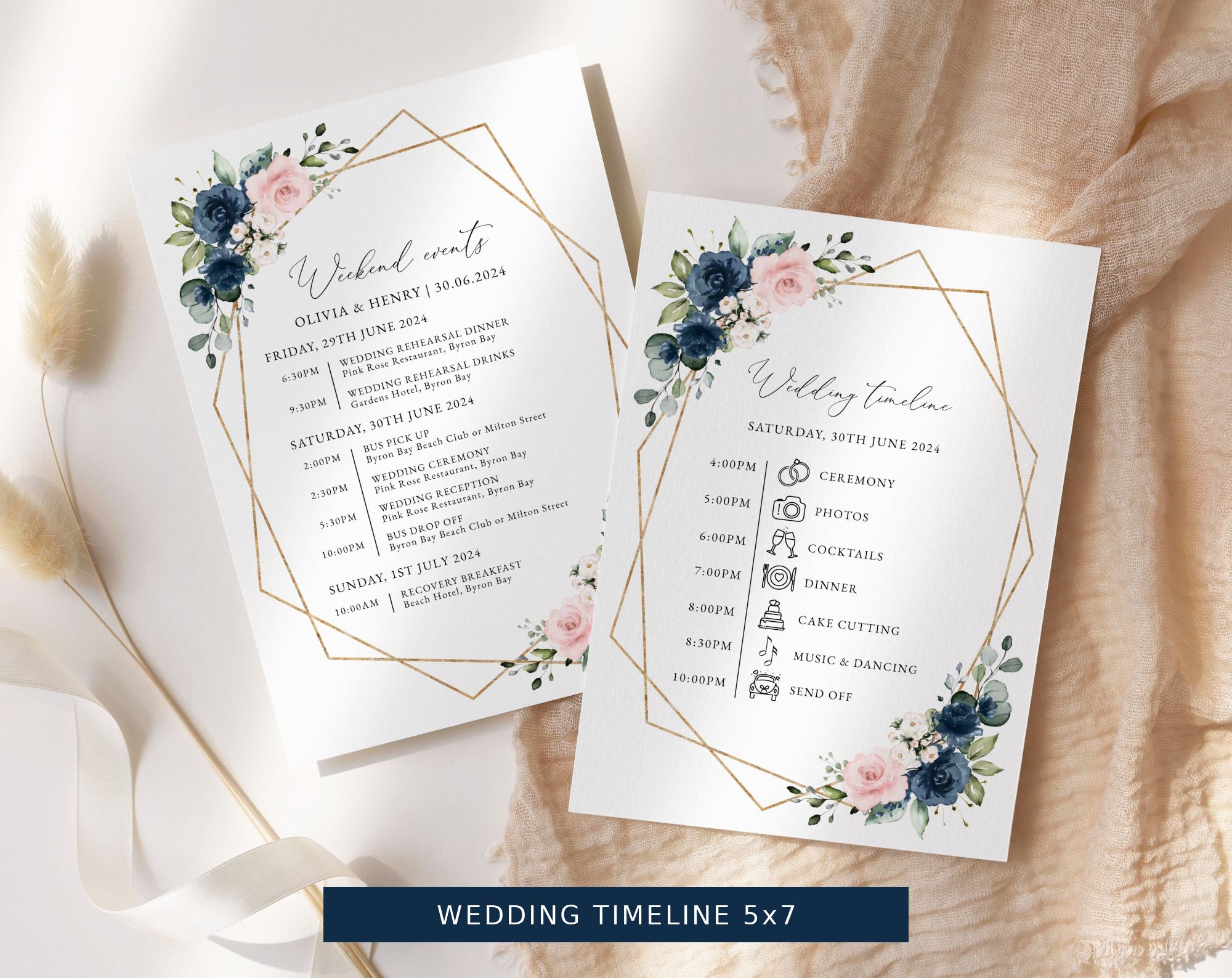 Navy and Pink Flowers Wedding Bundle, Printable File, Edit Yourself, SH35 Navy and Pink Flowers Wedding Bundle, Printable File, Edit Yourself, SH35