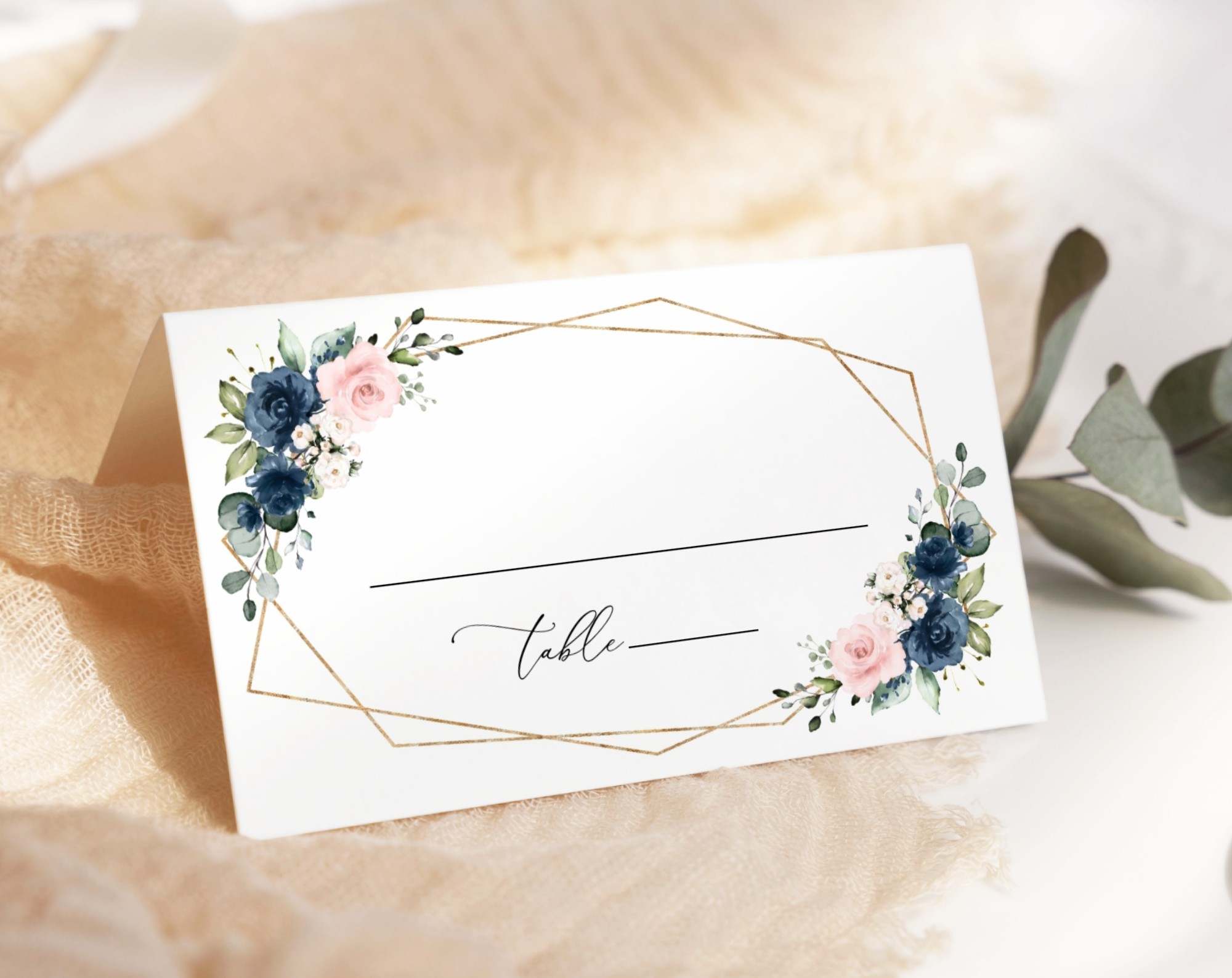 Navy and Pink Flowers Place Card, Wedding Stationery, Printable File, Edit Yourself, SH35 Navy and Pink Flowers Place Card, Wedding Stationery, Printable File, Edit Yourself, SH35