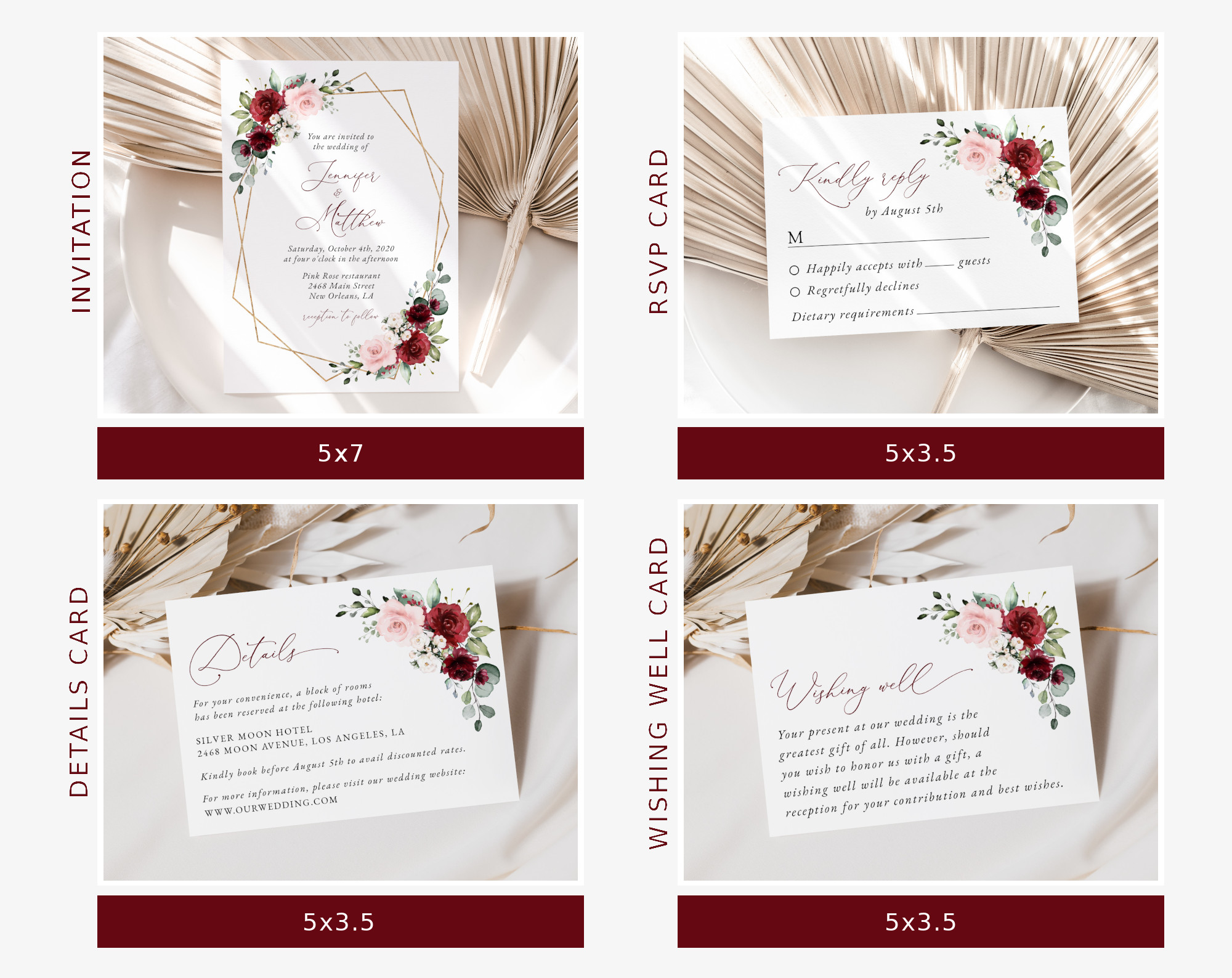 Burgundy and Pink Flowers Wedding Bundle, Printable File, Edit Yourself, SH36 Burgundy and Pink Flowers Wedding Bundle, Printable File, Edit Yourself, SH36