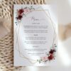 Burgundy and Pink Flowers Wedding Menu, Wedding Stationery, Printable File, Edit Yourself, SH36