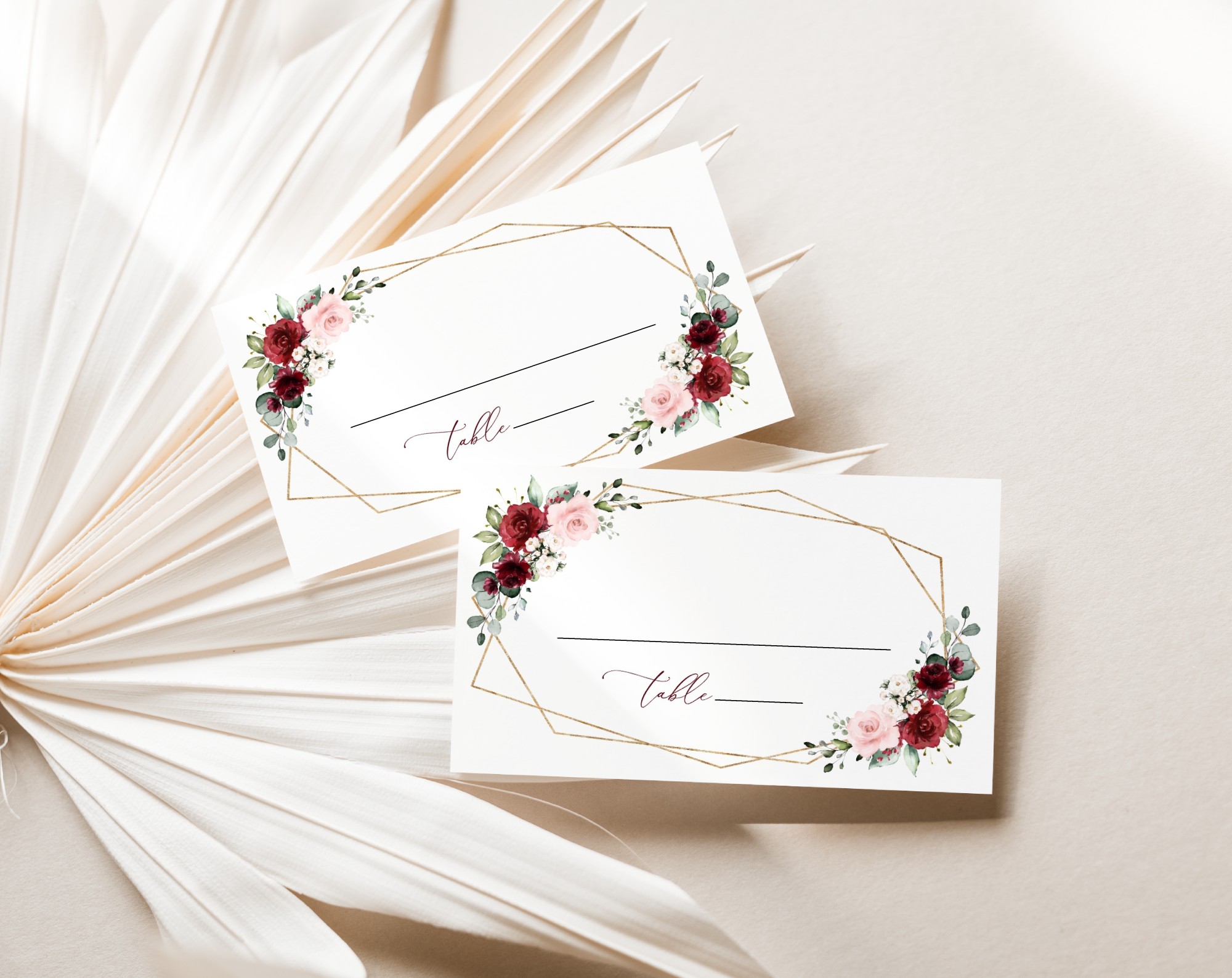 Burgundy and Pink Flowers Place Card, Wedding Stationery, Printable File, Edit Yourself, SH36 Burgundy and Pink Flowers Place Card, Wedding Stationery, Printable File, Edit Yourself, SH36