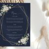 Navy and White Flowers Wedding Menu, Wedding Stationery, Printable File, Edit Yourself, SH41
