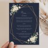 Navy and White Flowers Wedding Menu, Wedding Stationery, Printable File, Edit Yourself, SH41