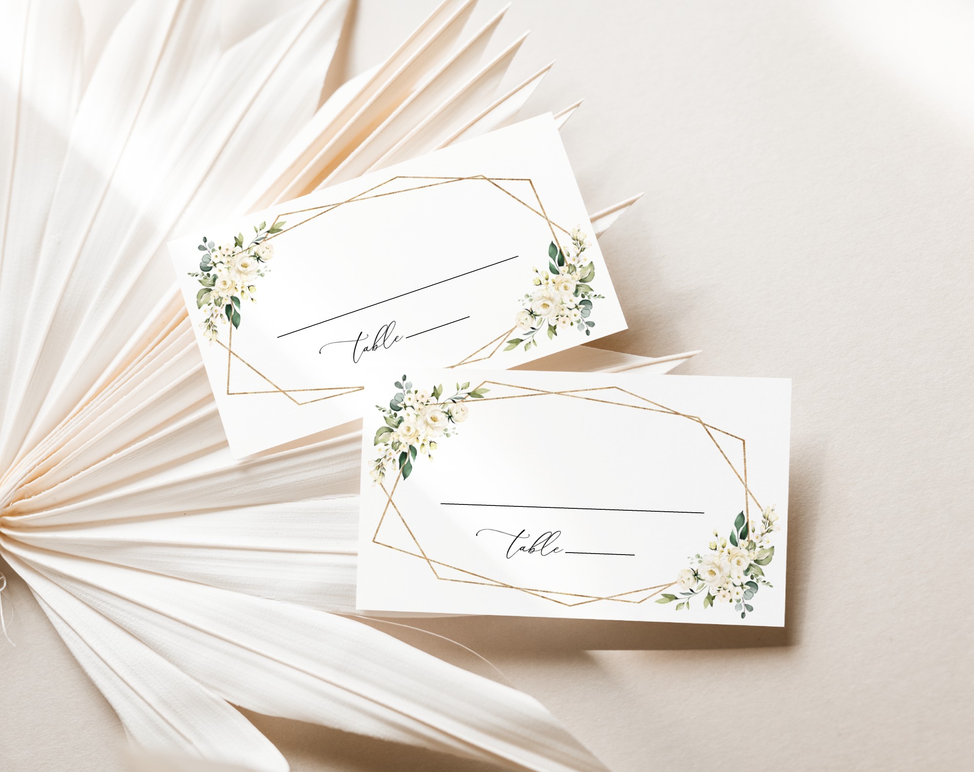 Navy and White Flowers Place Card, Wedding Stationery, Printable File, Edit Yourself, SH41