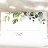 Eucalyptus Leaves Place Card, Wedding Stationery, Printable File, Edit Yourself, SH45