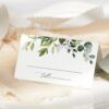 Eucalyptus Leaves Place Card, Wedding Stationery, Printable File, Edit Yourself, SH45