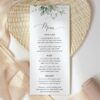 Greenery and Gold Wedding Menu, Wedding Stationery, Printable File, Edit Yourself, SH46