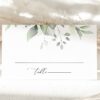 Greenery and Gold Place Card, Wedding Stationery, Printable File, Edit Yourself, SH46
