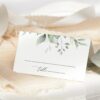Greenery and Gold Place Card, Wedding Stationery, Printable File, Edit Yourself, SH46