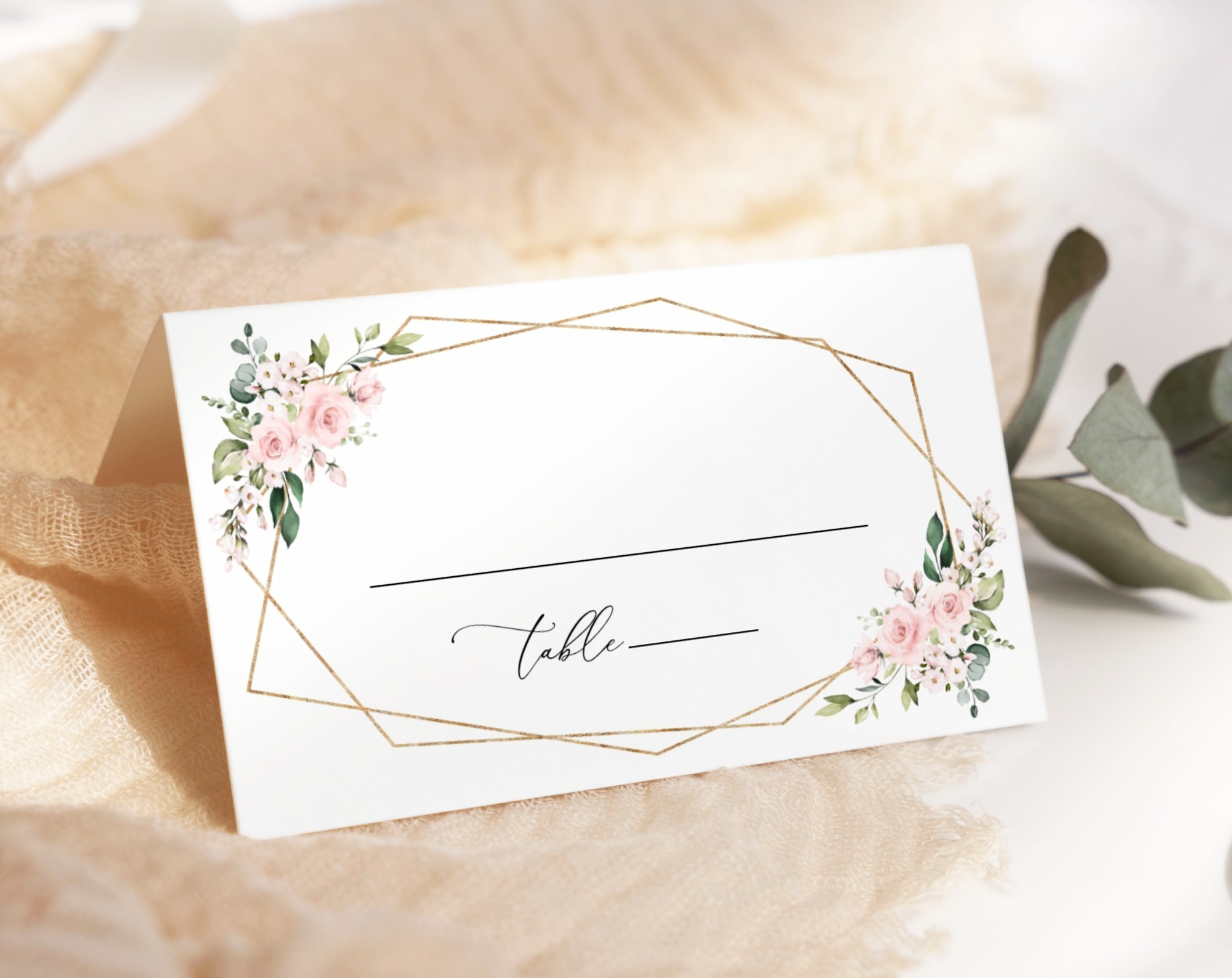 Pink Flowers Place Card, Wedding Stationery, Printable File, Edit Yourself, SH48 Pink Flowers Place Card, Wedding Stationery, Printable File, Edit Yourself, SH48