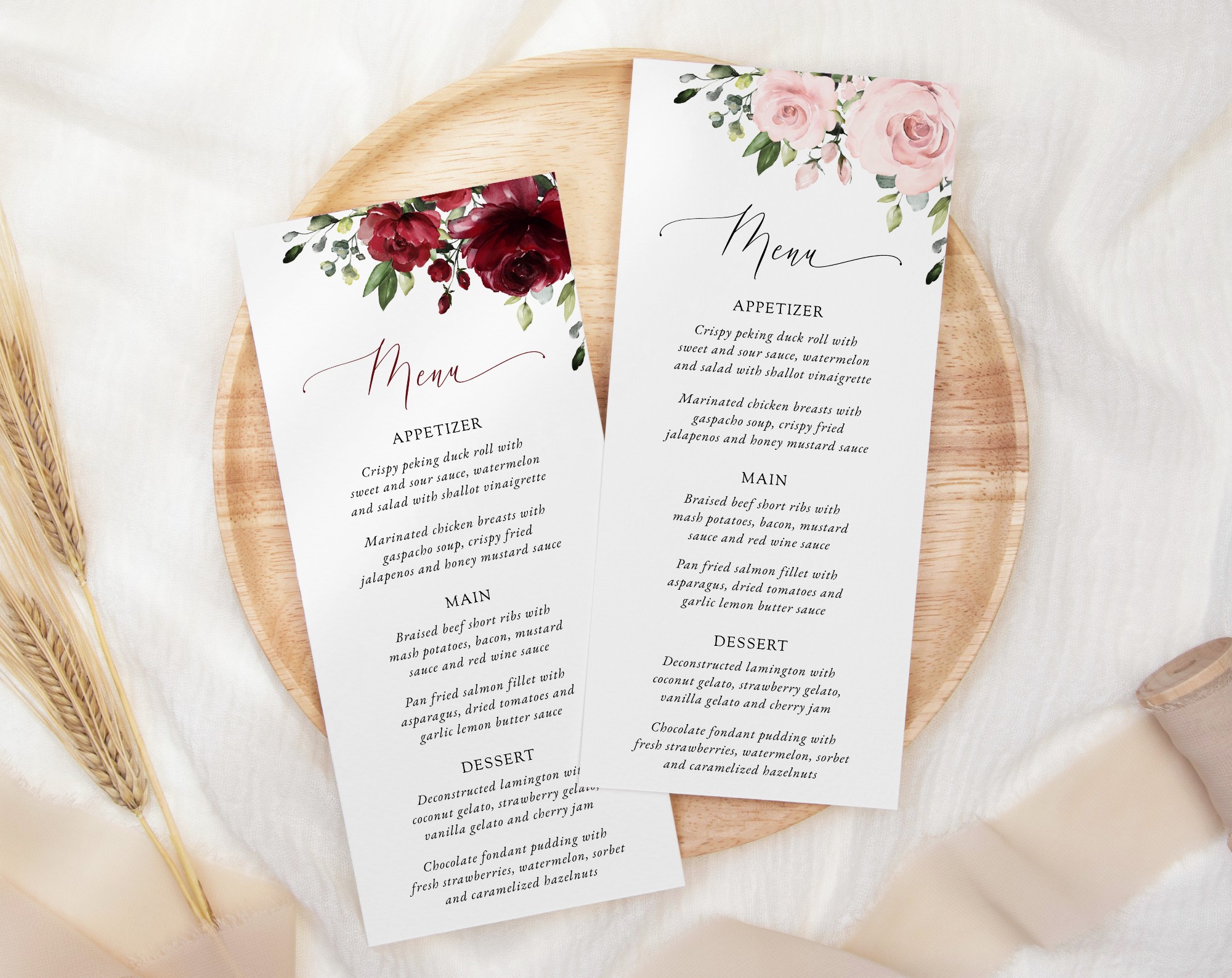Wedding - Menus