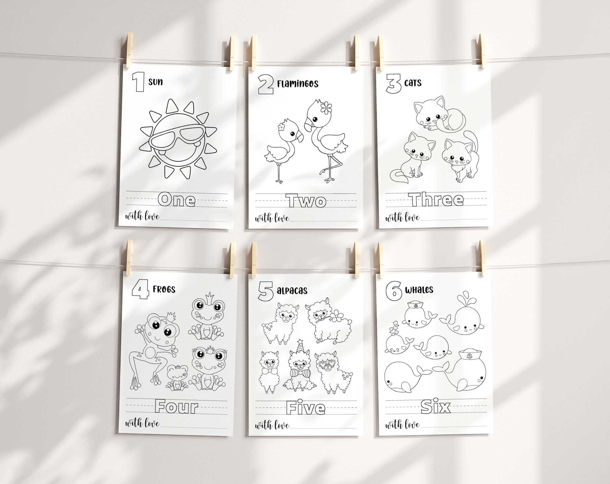 Baby's First 123 Book, Coloring Pages, Baby Shower Activity, Printable File, 2 Sizes Included