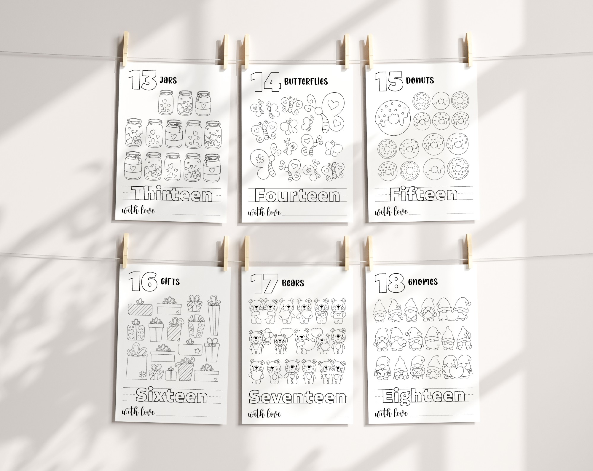 Baby's First 123 Book, Coloring Pages, Baby Shower Activity, Printable File, 2 Sizes Included