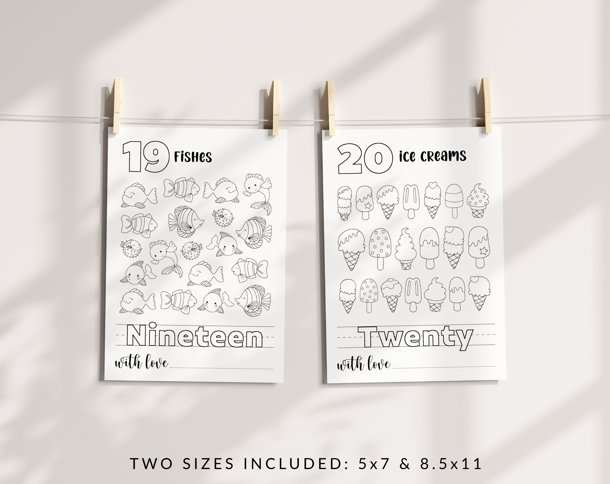 Baby's First 123 Book, Coloring Pages, Baby Shower Activity, Printable File, 2 Sizes Included
