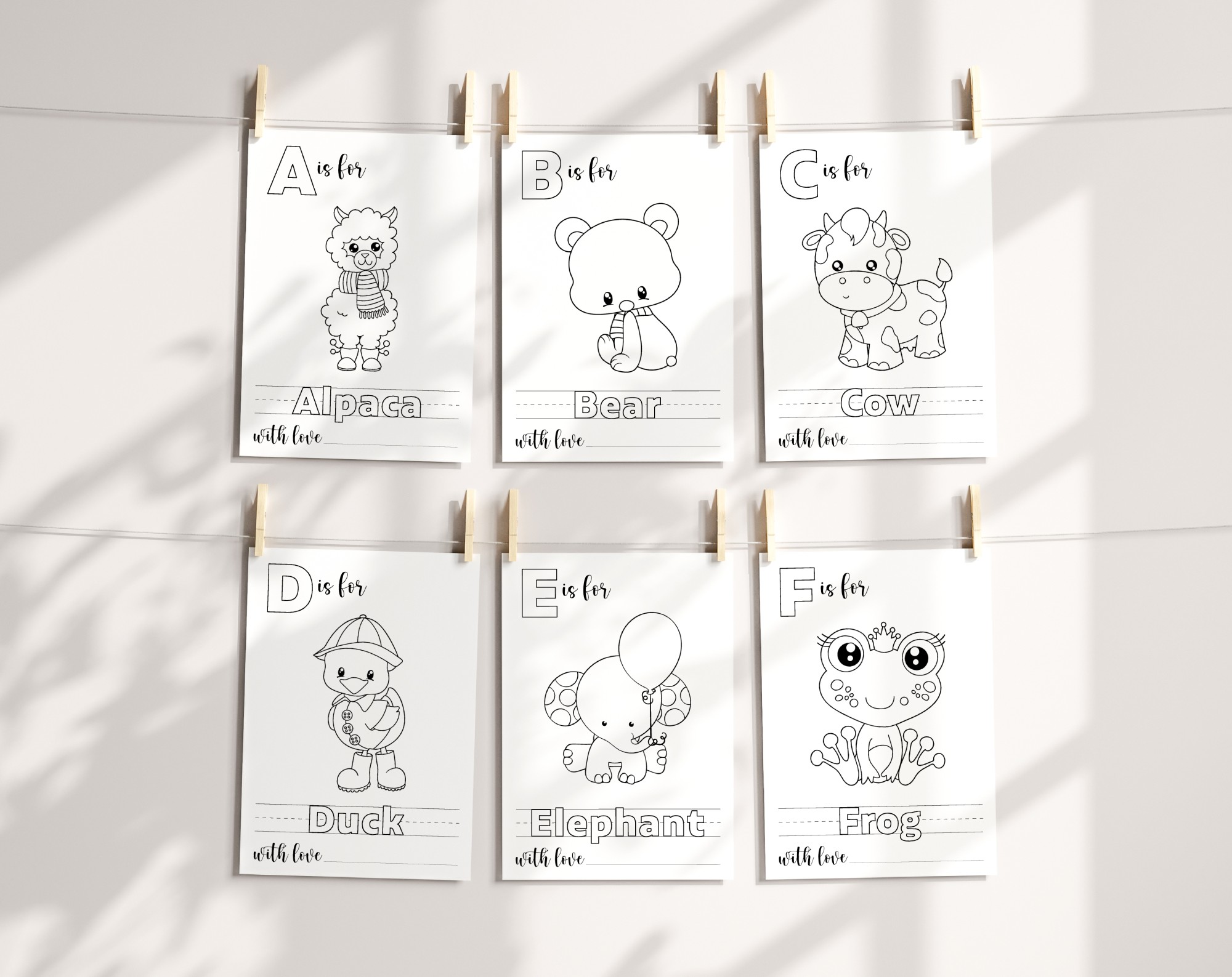 Baby's First Animals ABC Book, Coloring Pages, Baby Shower Activity, Printable File, 2 Sizes Included Baby's First Animals ABC Book, Coloring Pages, Baby Shower Activity, Printable File, 2 Sizes Included