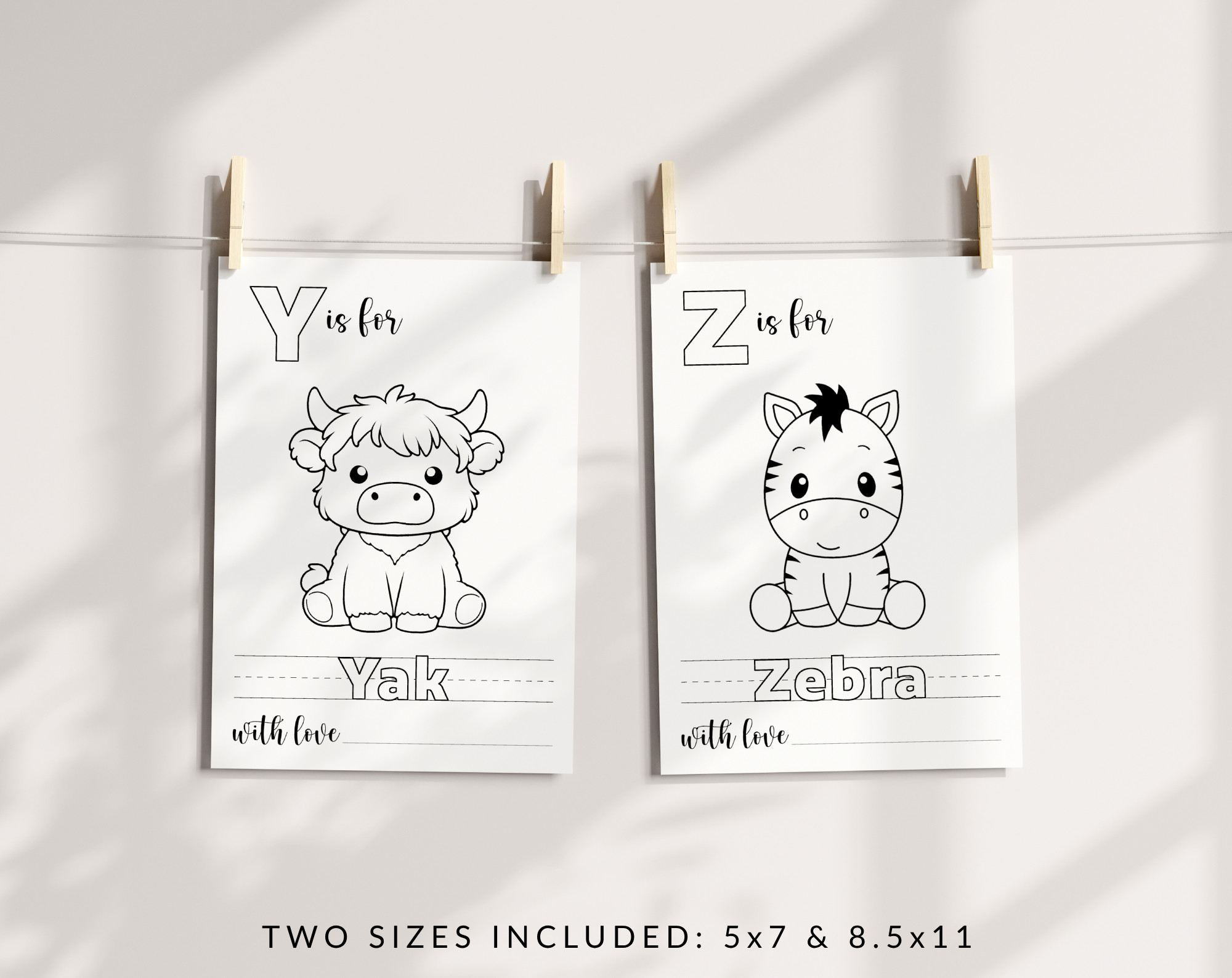 Baby's First Animals ABC Book, Coloring Pages, Baby Shower Activity, Printable File, 2 Sizes Included Baby's First Animals ABC Book, Coloring Pages, Baby Shower Activity, Printable File, 2 Sizes Included