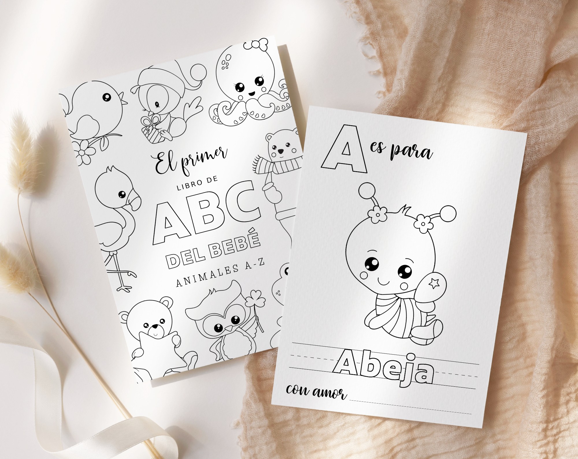 Spanish Baby's First Animals ABC Book, Coloring Book, Baby Shower Activity, Printable File, 2 Sizes Included Spanish Baby's First Animals ABC Book, Coloring Book, Baby Shower Activity, Printable File, 2 Sizes Included