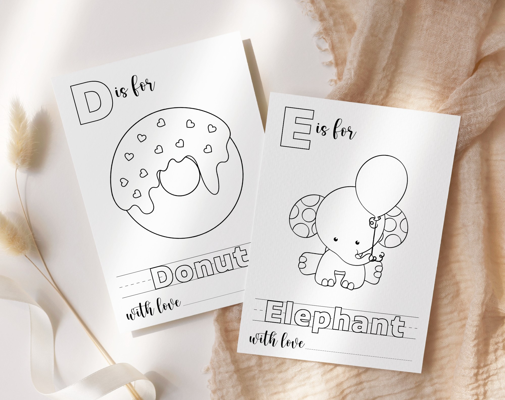 Baby's First ABC Book, Coloring Pages, Baby Shower Activity, Printable File, 2 Sizes Included