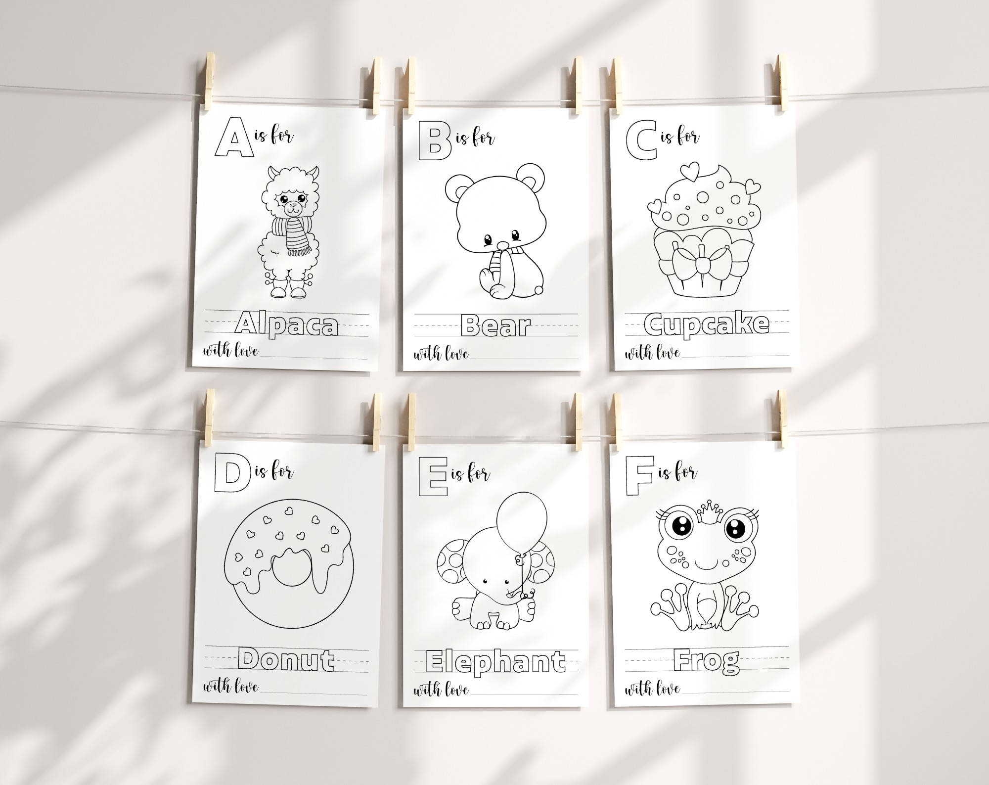 Baby's First ABC Book, Coloring Pages, Baby Shower Activity, Printable File, 2 Sizes Included