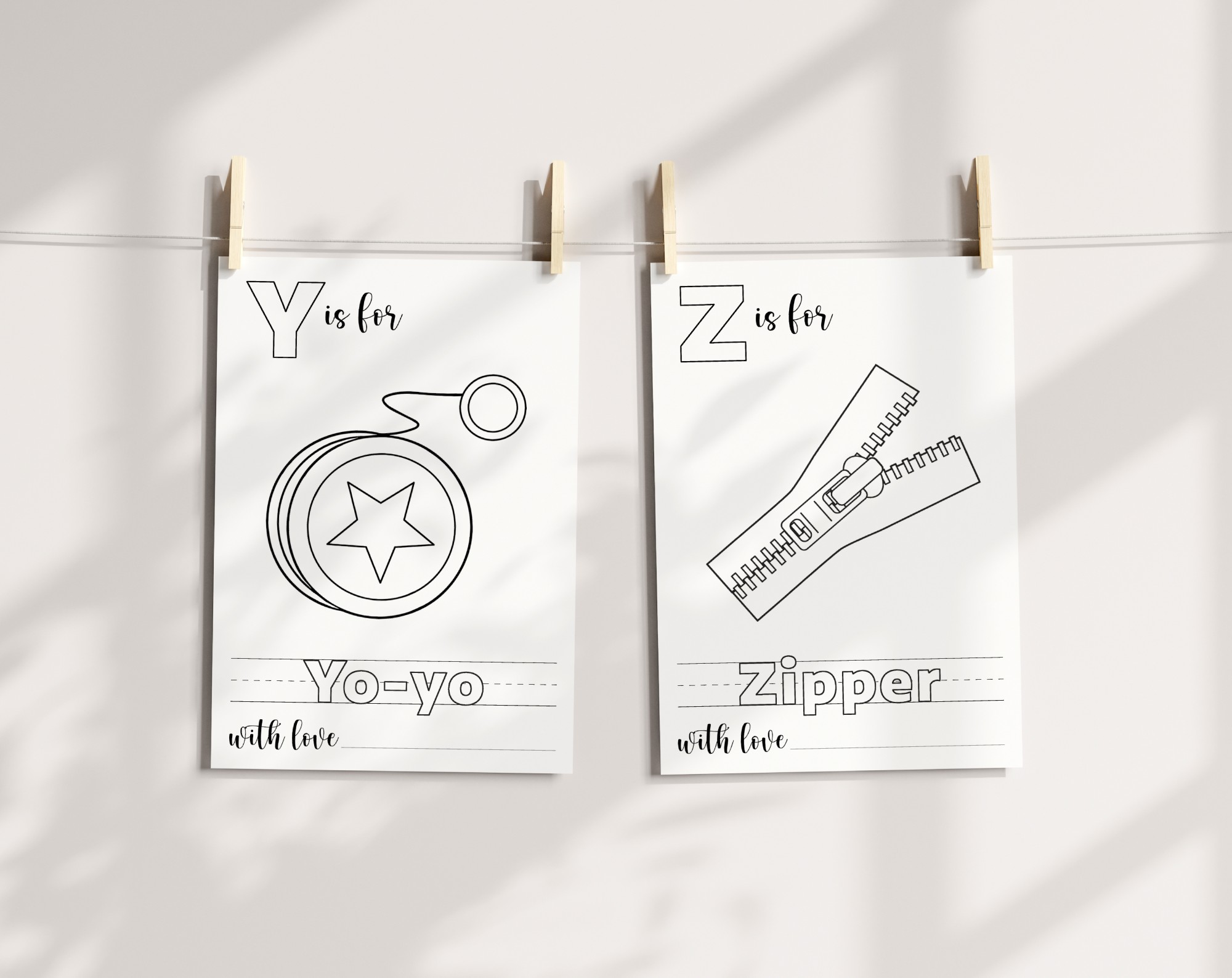 Baby's First ABC Book, Coloring Pages, Baby Shower Activity, Printable File, 2 Sizes Included