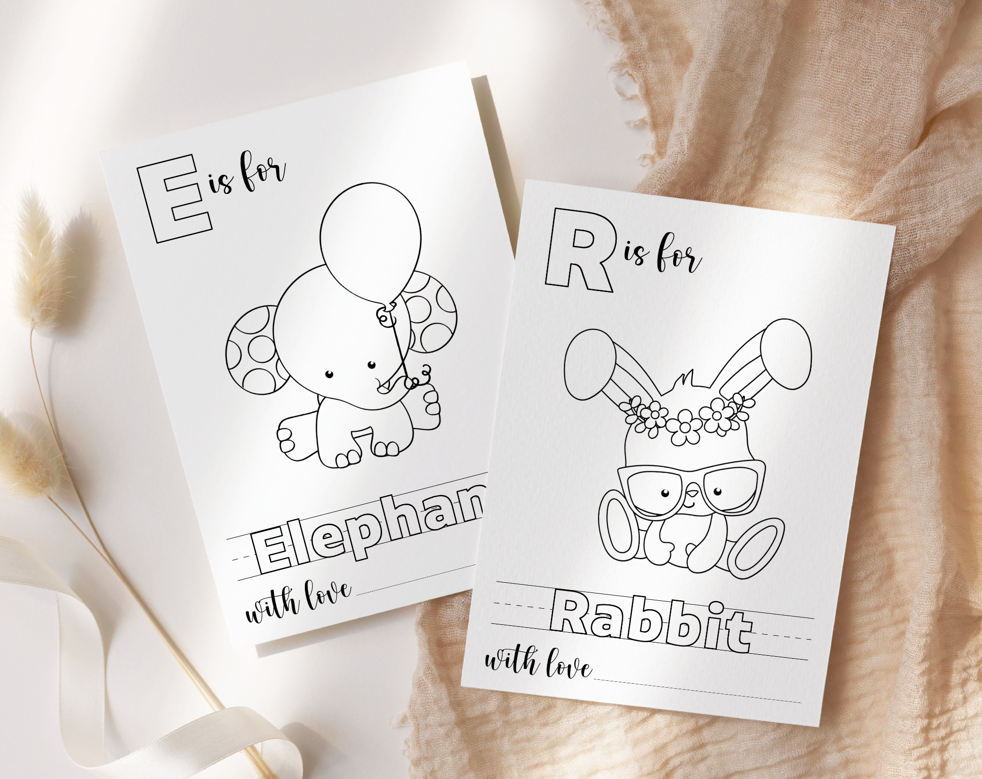 Baby's First Animals ABC Book, Coloring Pages, Baby Shower Activity, Printable File, 2 Sizes Included Baby's First Animals ABC Book, Coloring Pages, Baby Shower Activity, Printable File, 2 Sizes Included